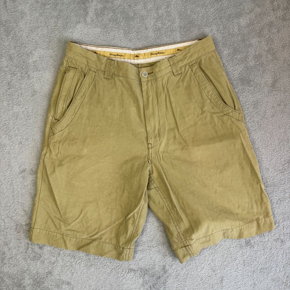 Tommy Bahama Chino Shorts Mens 30 Tan Silk Classic Fit Slash Pockets Flat Front